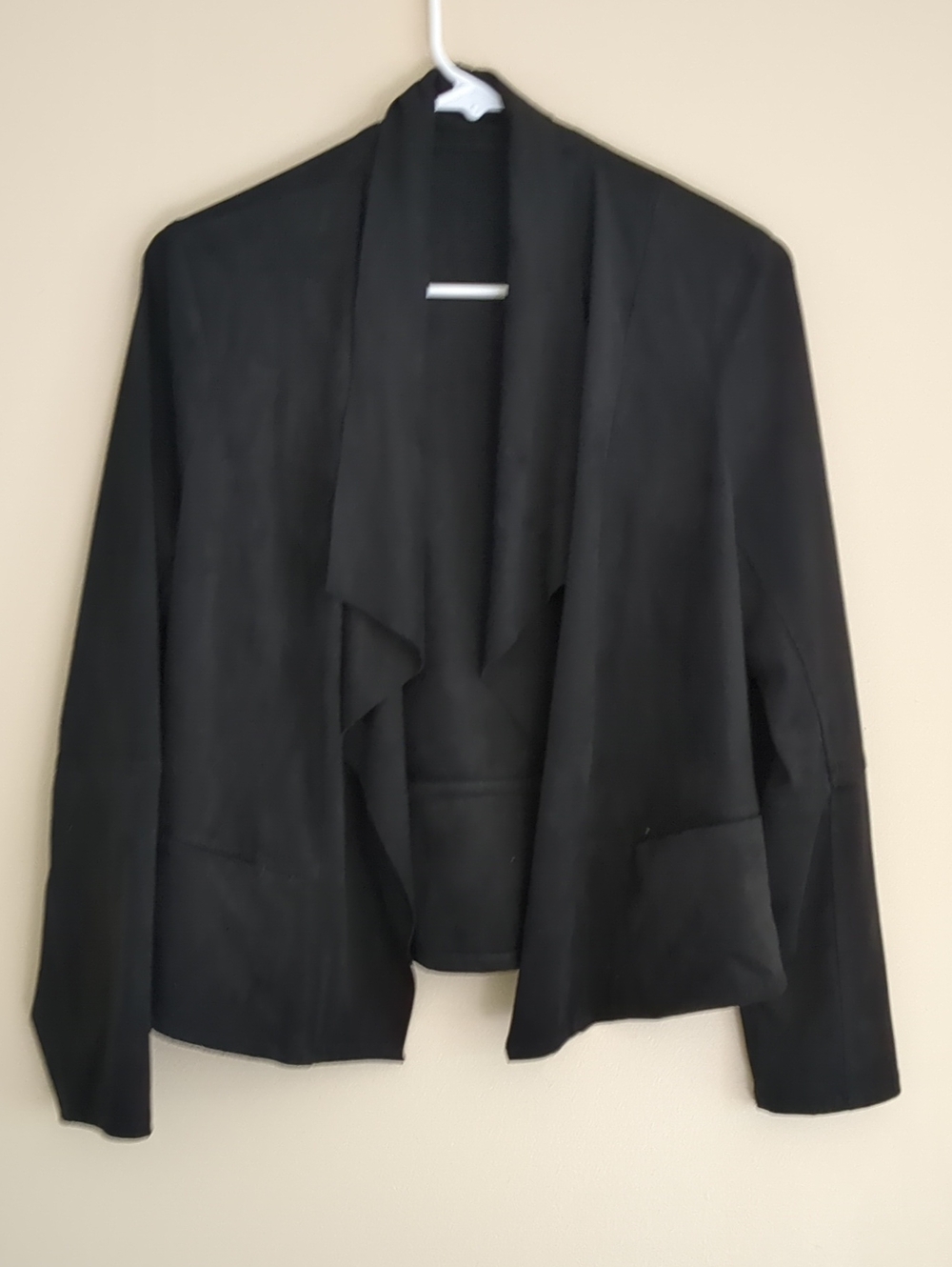 20" Pit-to-pit Black Max Studio Open Front Faux Suede Jacket